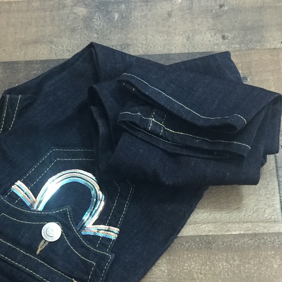 True Religion Embellished Dark Blue Jeans Sz. 25 - Picture 7 of 8